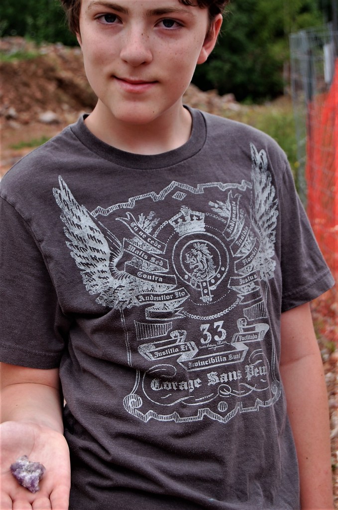 amethyst in Evan's hand