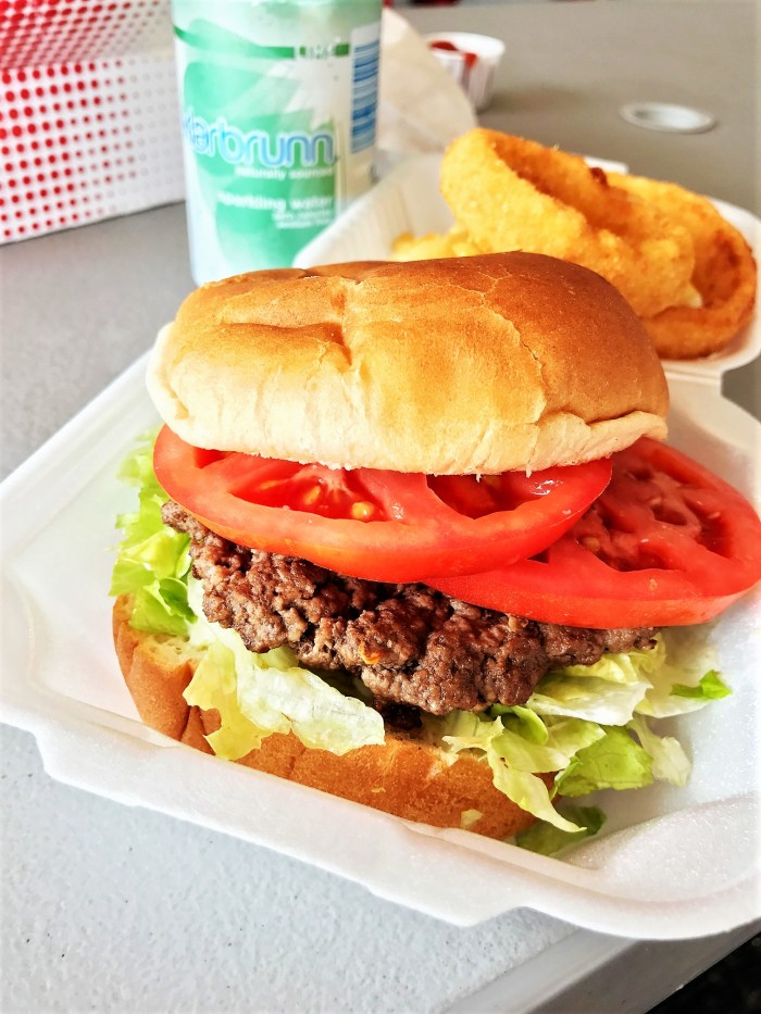 California burger &amp; O-rings at Gordy's Hi-Hat in Cloquet, MN. A fresh, fast &amp; friendly restaurant on the way to Lutsen, MN.