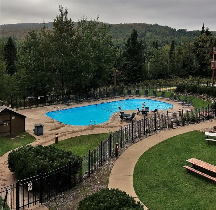 Outdoor pool at Caribou Highlands from 142C balcony, www.FromLutsenwithLove.com