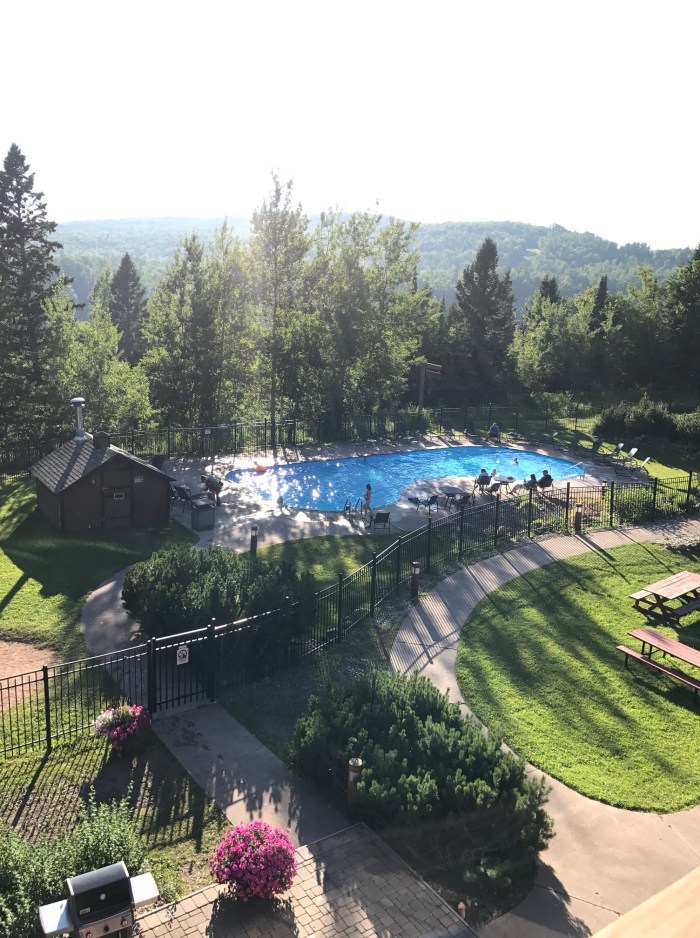 Sun setting over Lutsen Moutains from Caribou Highlands Resort, 142C