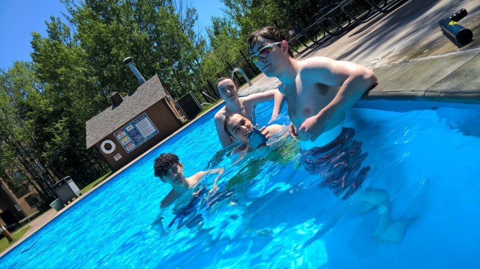 Cool kids in the outdoor pool at Caribou Highlands, Lutsen MN